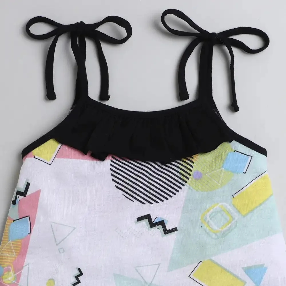 Abstract Open Strap and Frill Set