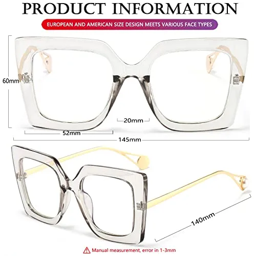 AIEYEZO Oversized Blue Light Glasses for Women, Anti Fatigue Prevent Headache Computer Eyeglasses (Black)