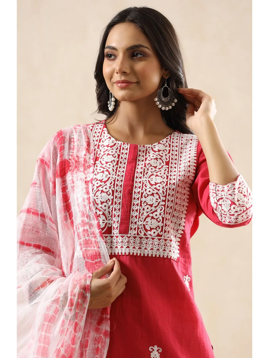 Aisha Cotton Embroidered 3-Piece Kurta Set