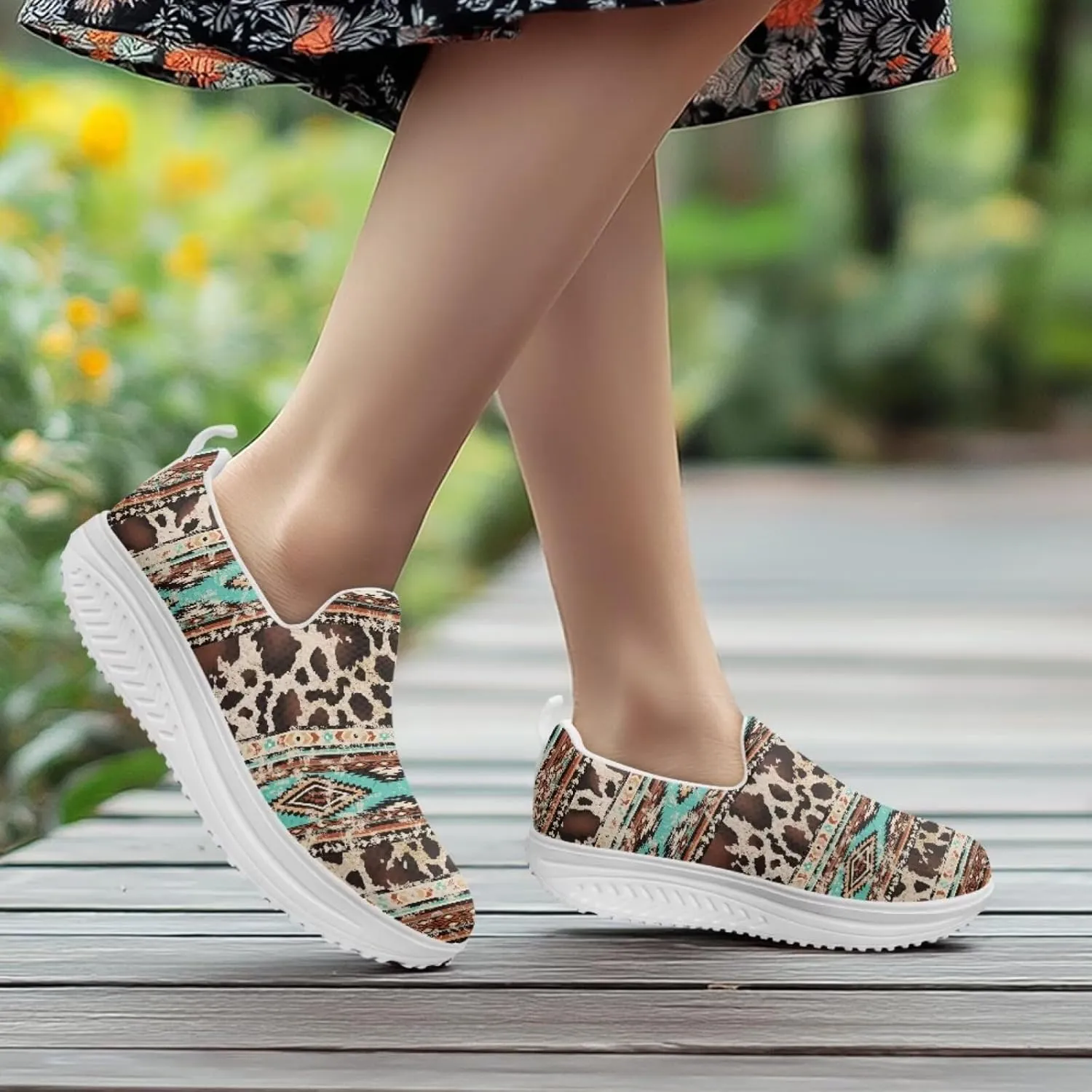 Aztec Tribal Women Fashion Loafers Stylish Slip On Shoes Vintage Dressy Sneaker Walking Slip Resistance