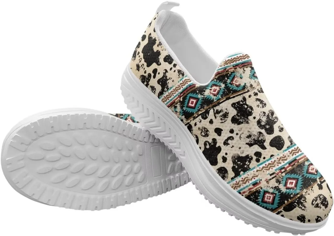 Aztec Tribal Women Fashion Loafers Stylish Slip On Shoes Vintage Dressy Sneaker Walking Slip Resistance