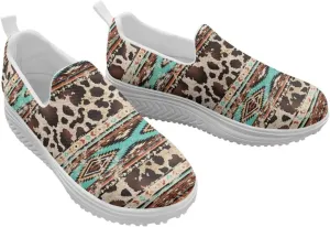 Aztec Tribal Women Fashion Loafers Stylish Slip On Shoes Vintage Dressy Sneaker Walking Slip Resistance