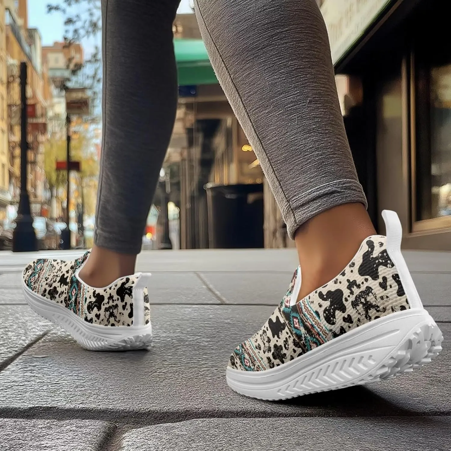 Aztec Tribal Women Fashion Loafers Stylish Slip On Shoes Vintage Dressy Sneaker Walking Slip Resistance