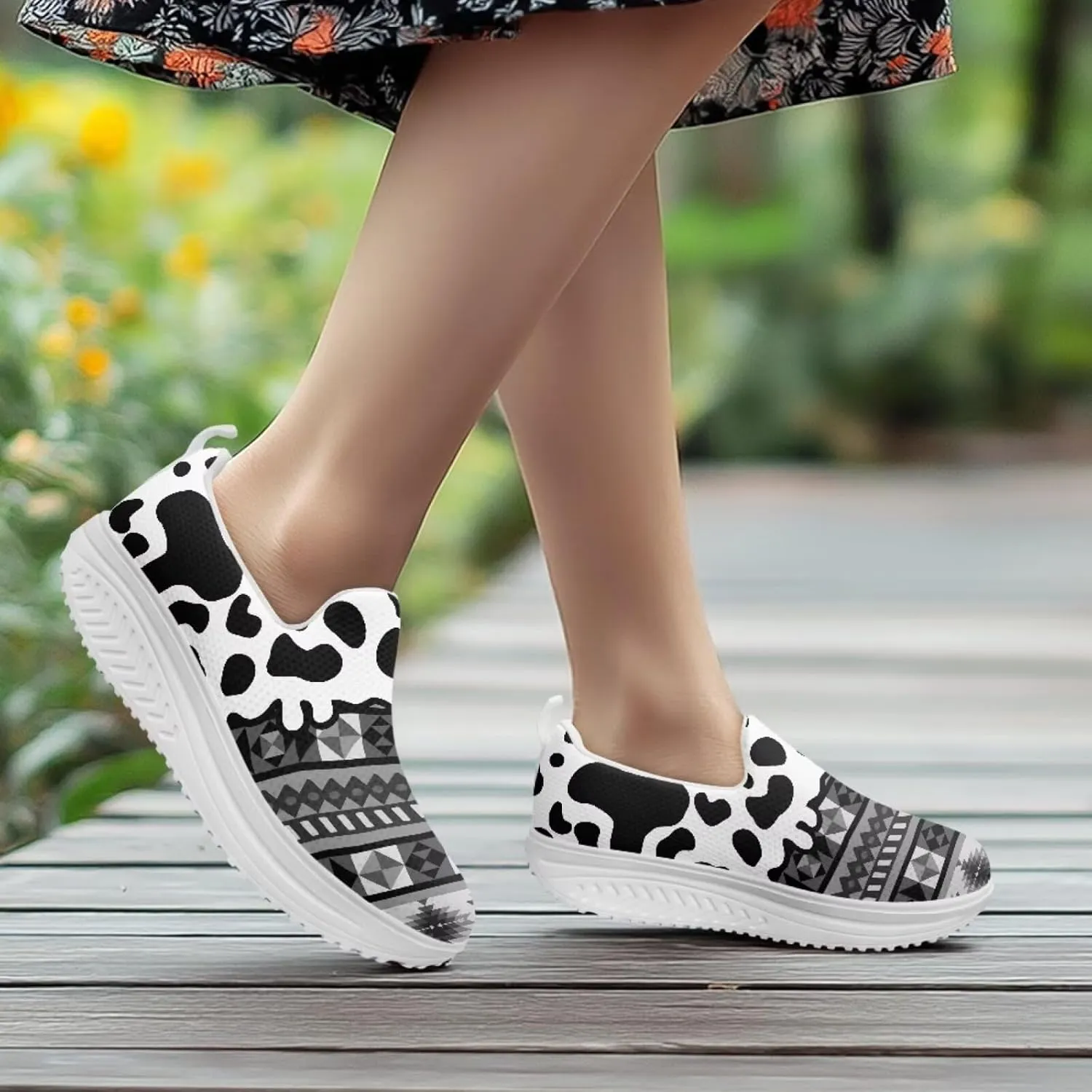 Aztec Tribal Women Fashion Loafers Stylish Slip On Shoes Vintage Dressy Sneaker Walking Slip Resistance