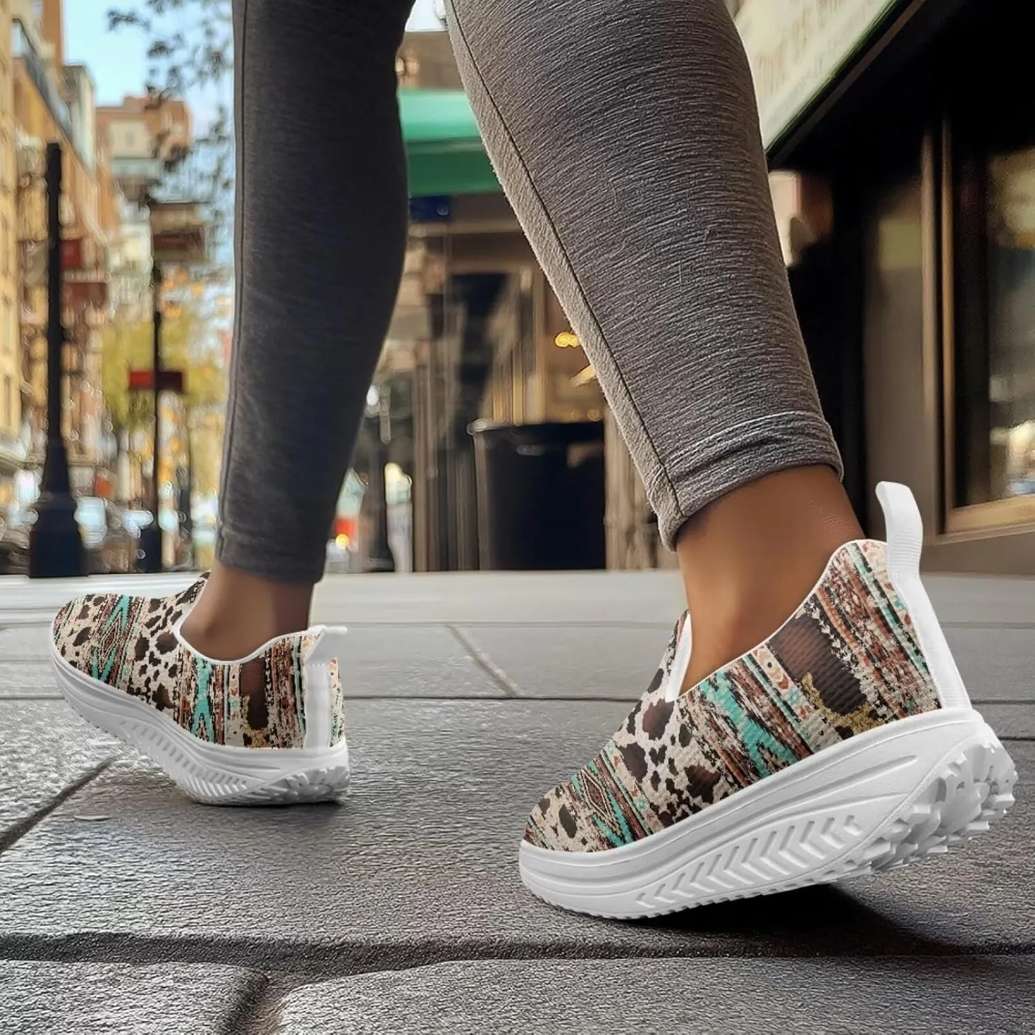 Aztec Tribal Women Fashion Loafers Stylish Slip On Shoes Vintage Dressy Sneaker Walking Slip Resistance