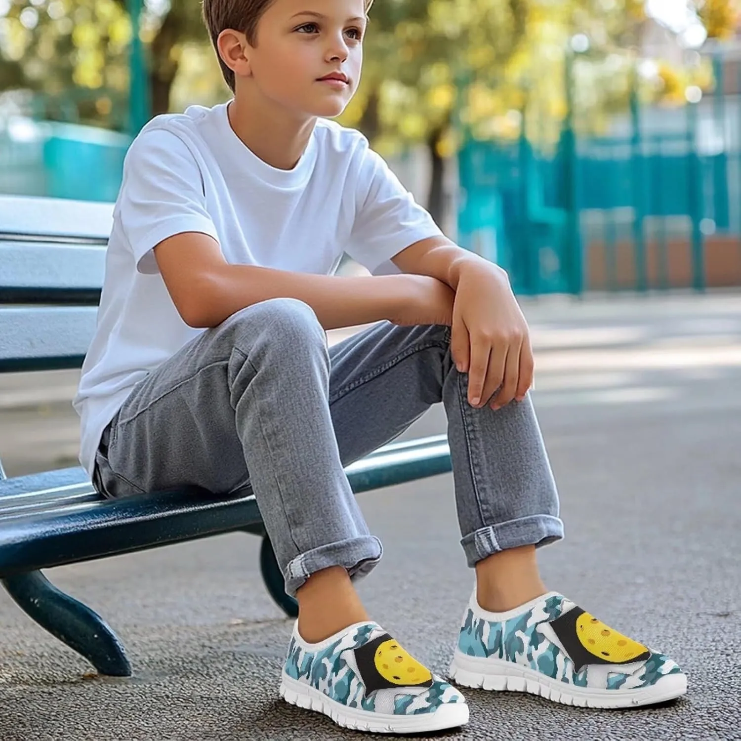 Big Kids Slip-On Walking Sneakers Casual Tennis Loafers Shoes Breathable Workout Sneakers Lightweight Travel Shoes US Size 11-15