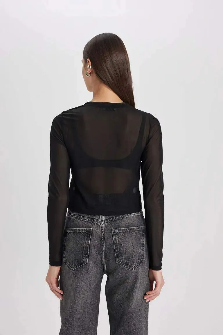 Black Mesh thong Top