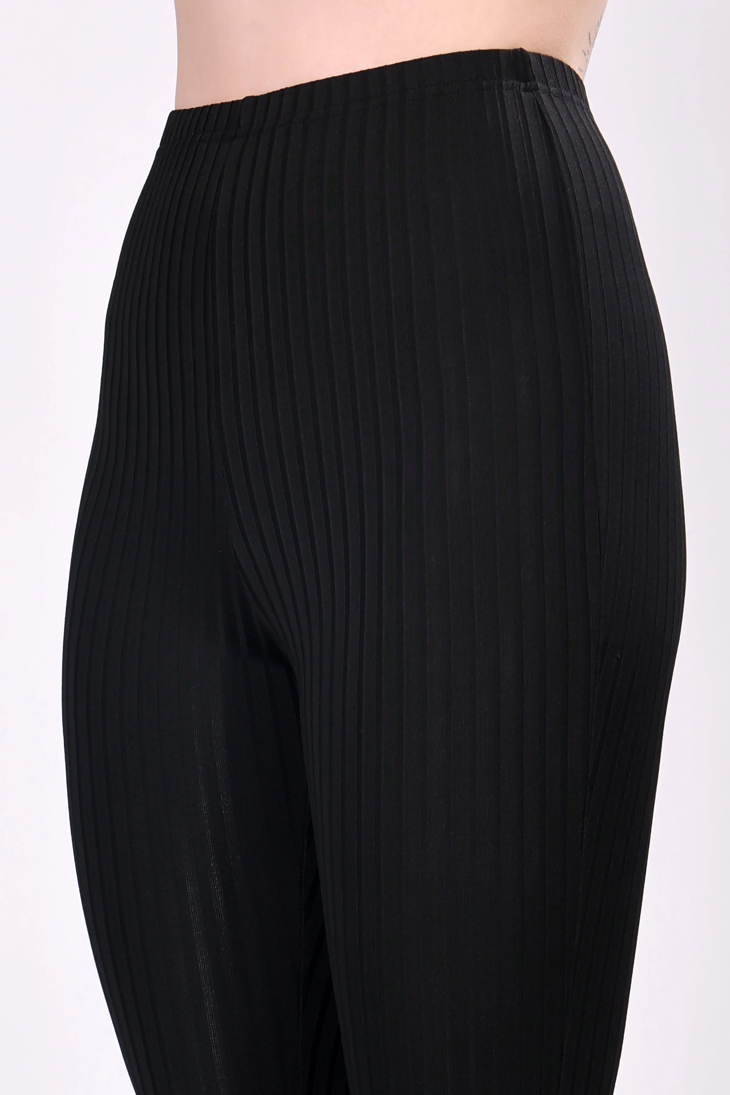 Black Ribbed Flare Leggings