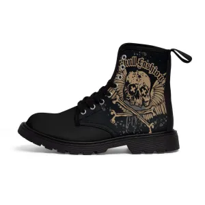 Black Skull Biker Boots
