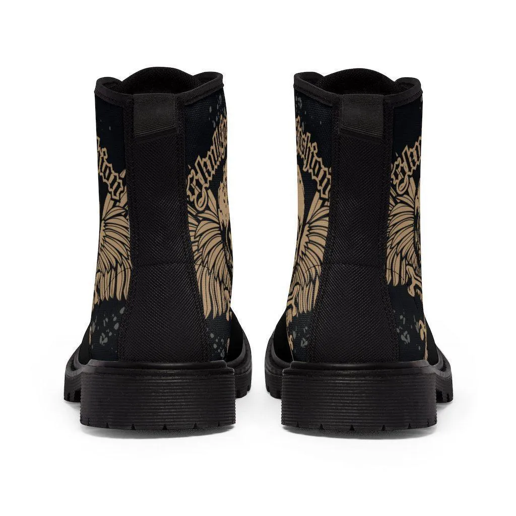 Black Skull Biker Boots