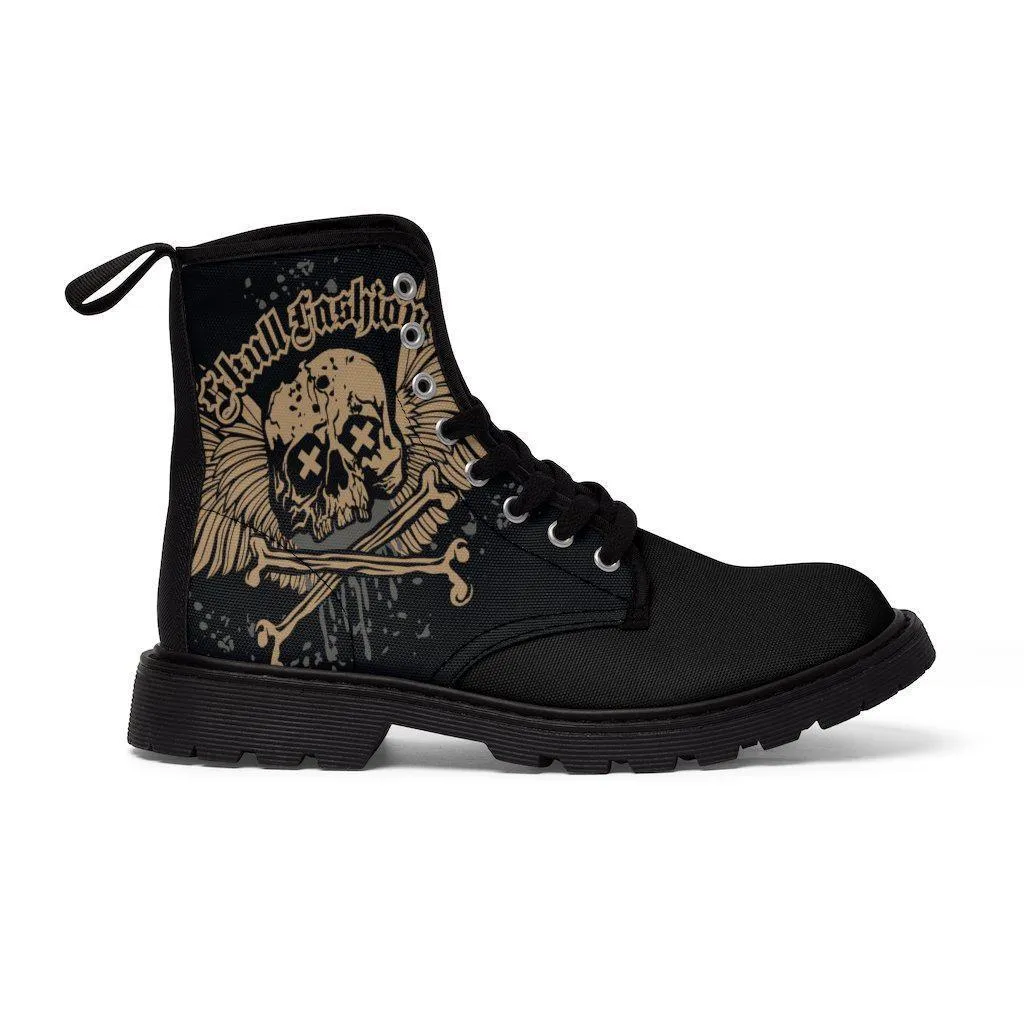 Black Skull Biker Boots
