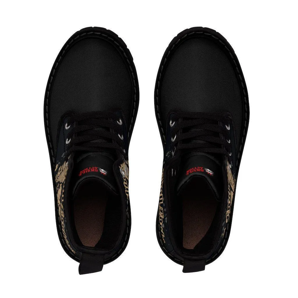 Black Skull Biker Boots