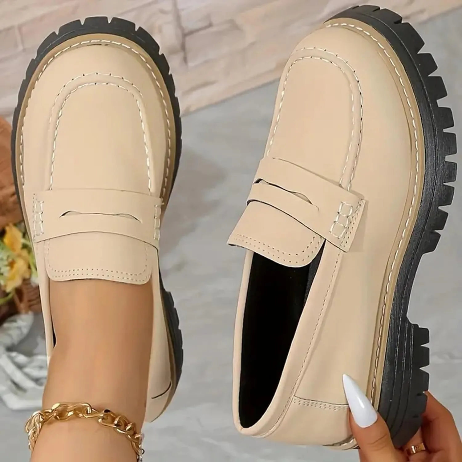 Cathalem Orthoture-Orthopedic Platform Loafers, Comfort Orthopedic Shoes, Womens Round Toe Walking Shoe, Slip on Shoes