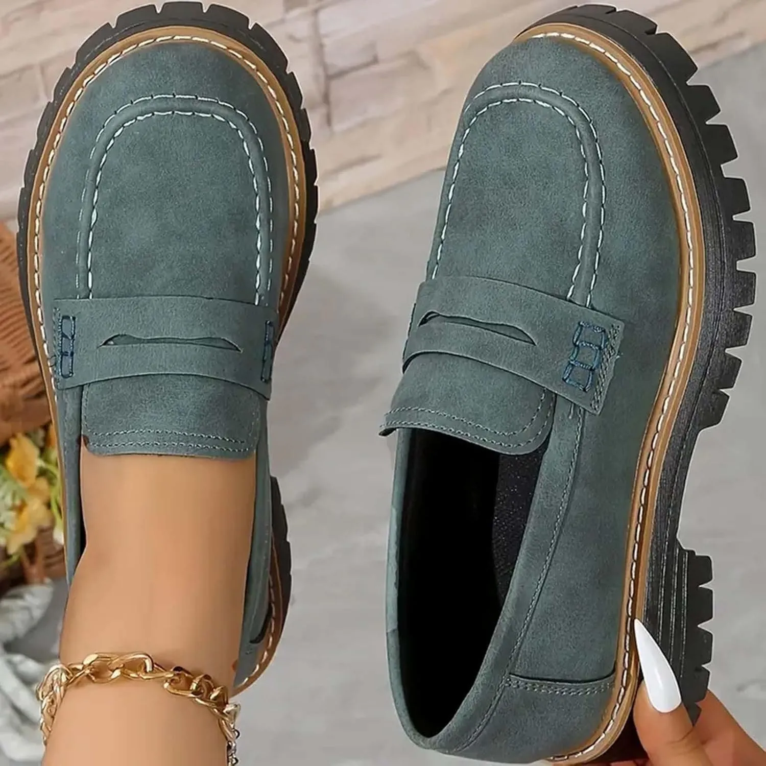 Cathalem Orthoture-Orthopedic Platform Loafers, Comfort Orthopedic Shoes, Womens Round Toe Walking Shoe, Slip on Shoes