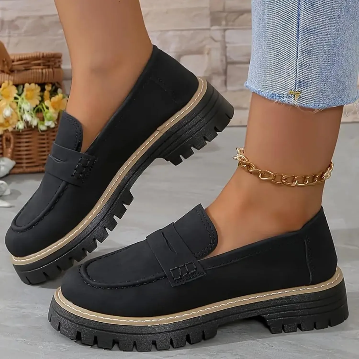 Cathalem Orthoture-Orthopedic Platform Loafers Comfort Orthopedic Shoes Womens Round Toe Walking Shoe Slip on Shoes