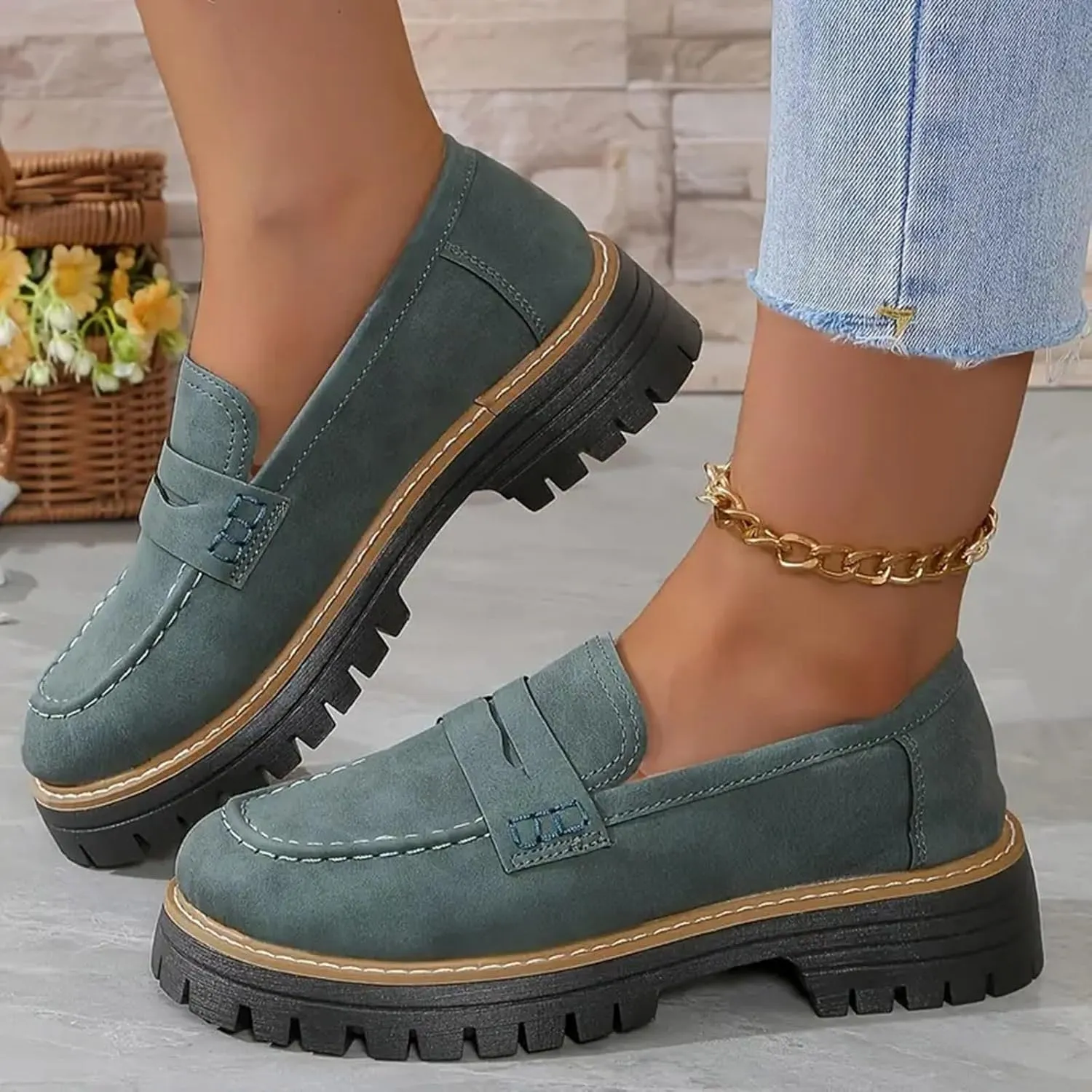 Cathalem Orthoture-Orthopedic Platform Loafers, Comfort Orthopedic Shoes, Womens Round Toe Walking Shoe, Slip on Shoes