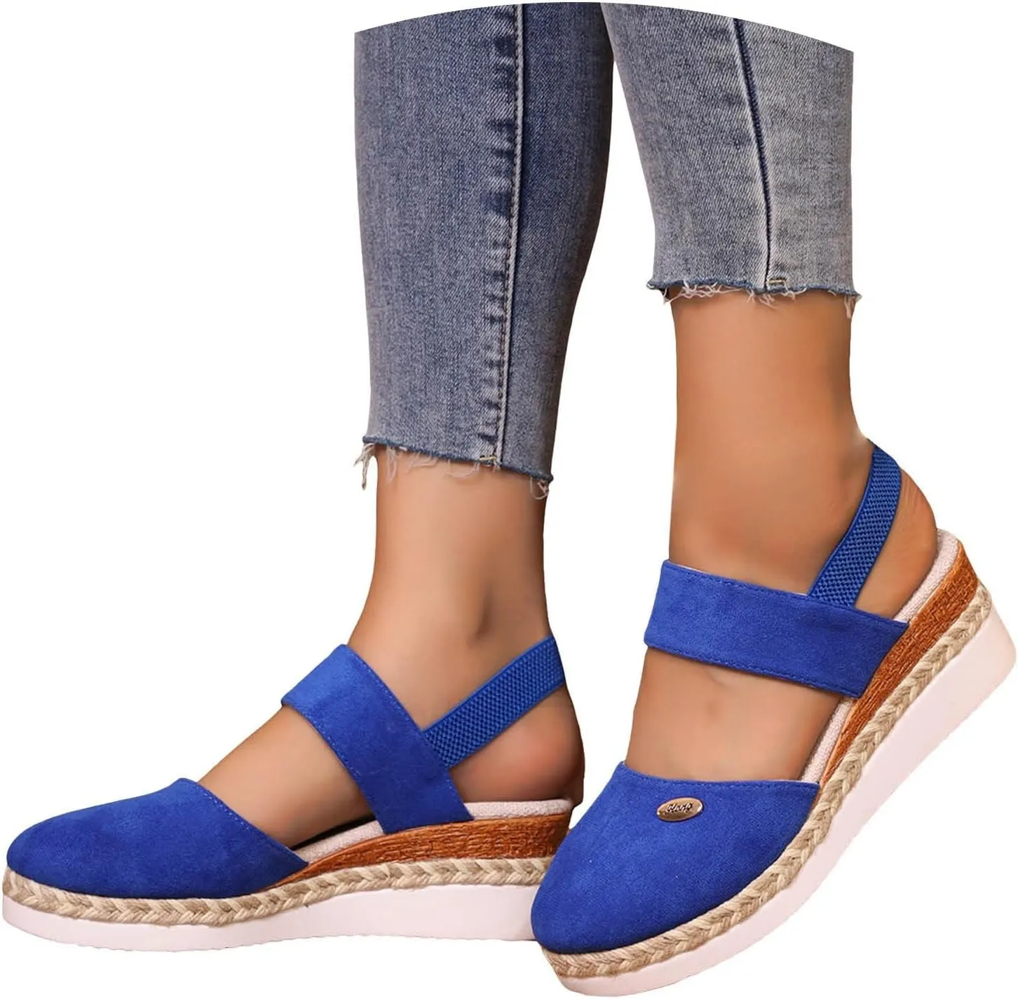 Cathalem Sandals for Women 2024 Espadrilles Platform Wedge Ankle Strap Sandals Comfortable Anti Slip Casual Shoes