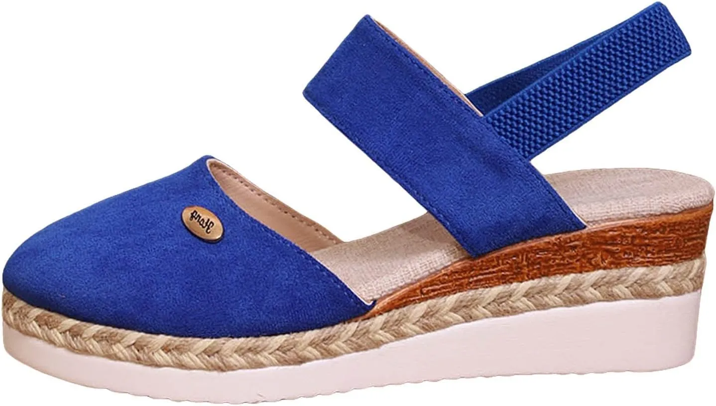 Cathalem Sandals for Women 2024 Espadrilles Platform Wedge Ankle Strap Sandals Comfortable Anti Slip Casual Shoes