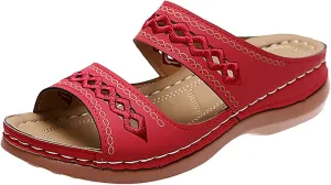 Cathalem Sandals for Women Orthopedic Walking Shoes Black Flat Sandals for Women Arch Support Slides for Women