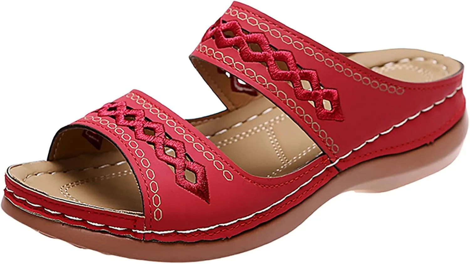 Cathalem Sandals for Women Orthopedic Walking Shoes Black Flat Sandals for Women Arch Support Slides for Women