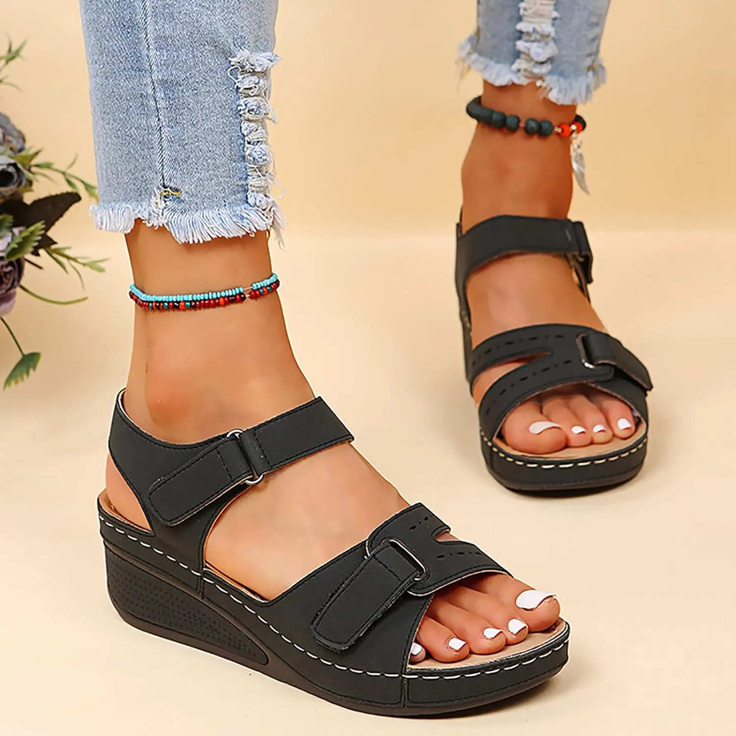 Cathalem Summer Sandals for Women 2024 Dressy Summer Womens Comfortable Walking Sandals Fashion Orthotic Slides