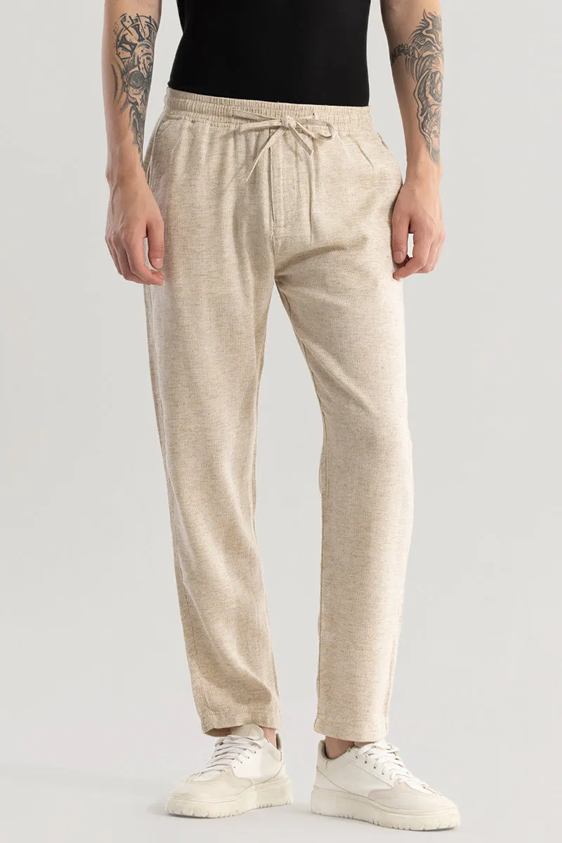 Comfylex Beige Linen Blend Trouser