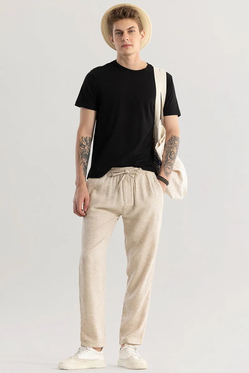 Comfylex Beige Linen Blend Trouser
