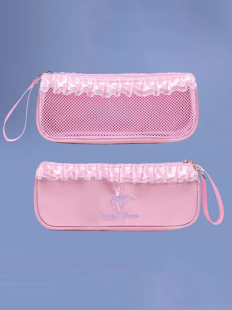 Dance Shoes Storage Bag Ballet Bag Pink Zipper Small Bag Mesh Shoe Bag