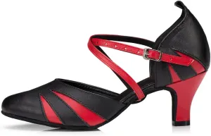 DKZSYIM Women's Leather Latin Dance Shoes Ballroom Salsa Tango Performance Dancing Shoes,Model QJW1019