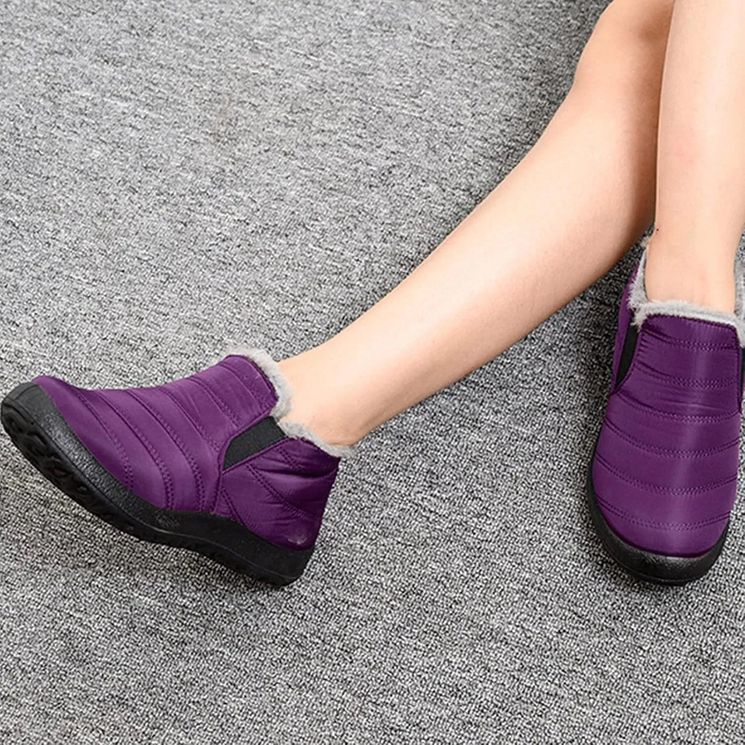 Eduavar Cowboy Boots for Women Cowboy Style, Western Boots Women Winter Snow Boots Casual Round Toe Warm Fleece Boots Shoes