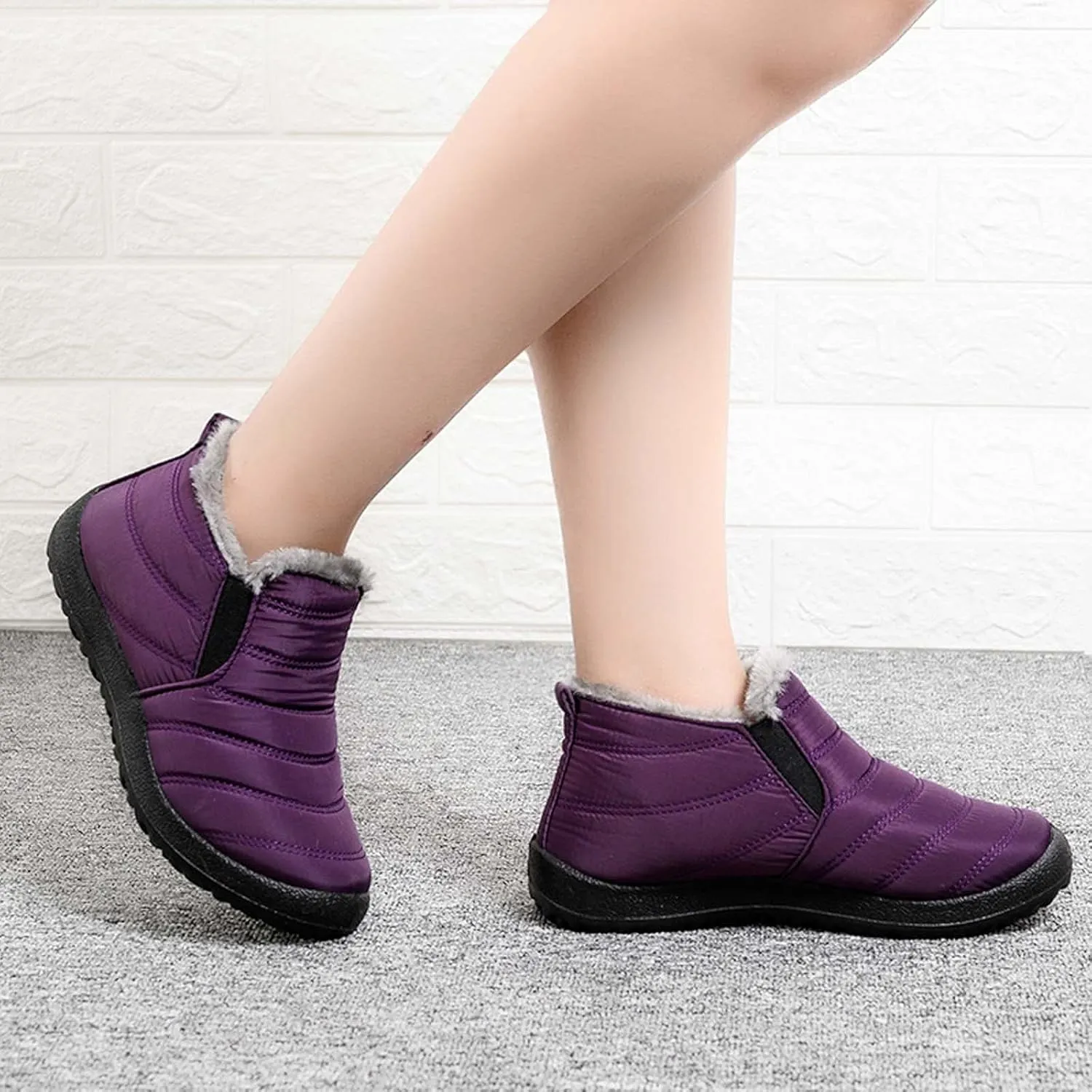 Eduavar Cowboy Boots for Women Cowboy Style, Western Boots Women Winter Snow Boots Casual Round Toe Warm Fleece Boots Shoes