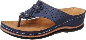 Eduavar Orthopedic Sandals for Women, Sandals Women Comfortable Flip Flops Summer Beach Wedge Sandals with Arch Support