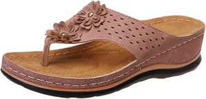 Eduavar Orthopedic Sandals for Women, Sandals Women Comfortable Flip Flops Summer Beach Wedge Sandals with Arch Support