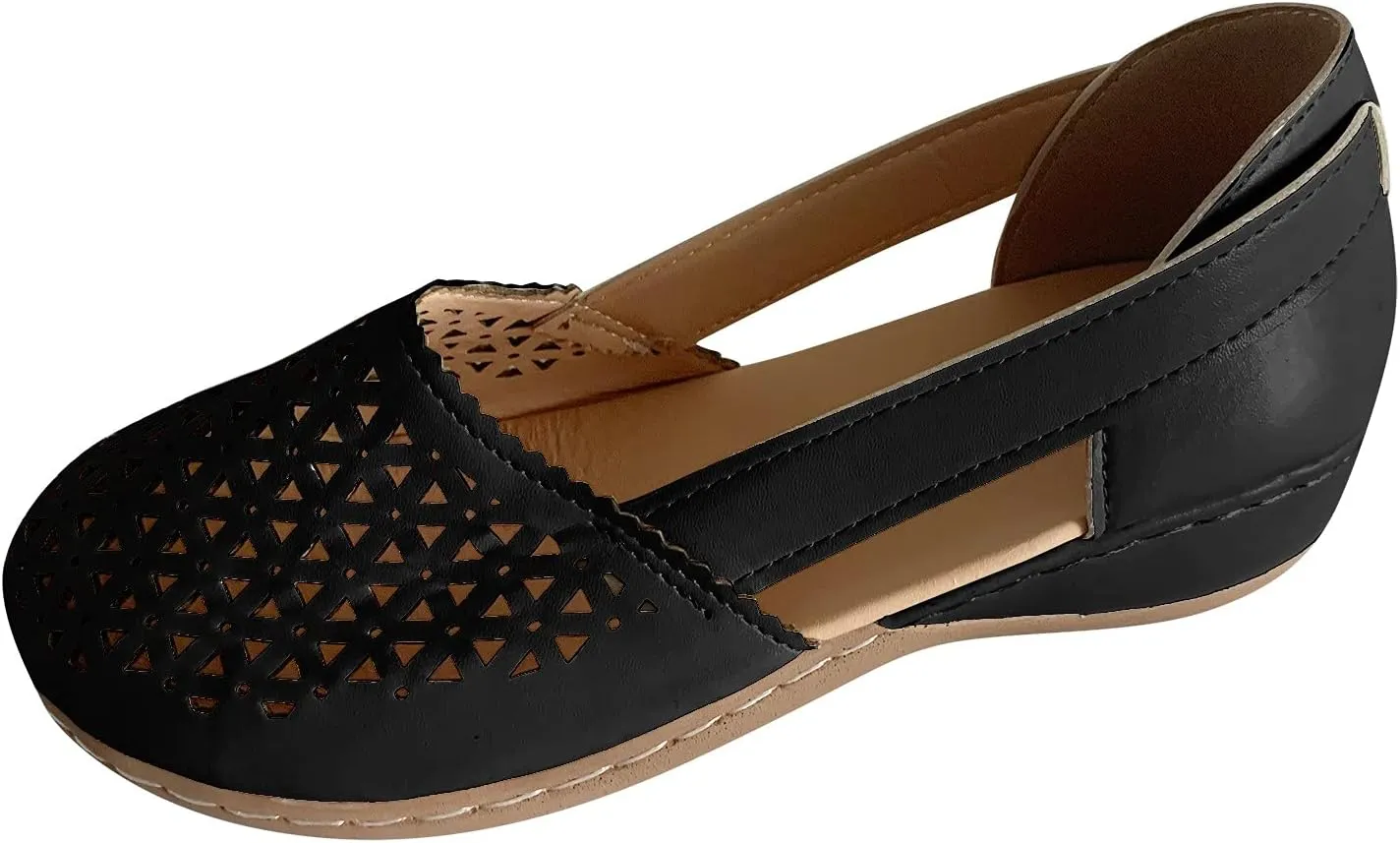 Eduavar Sandals for Women Casual Summer, Wedge Sandals for Women Comfortable Closed Toe Sandals Summer Slip-on Sandals Shoes