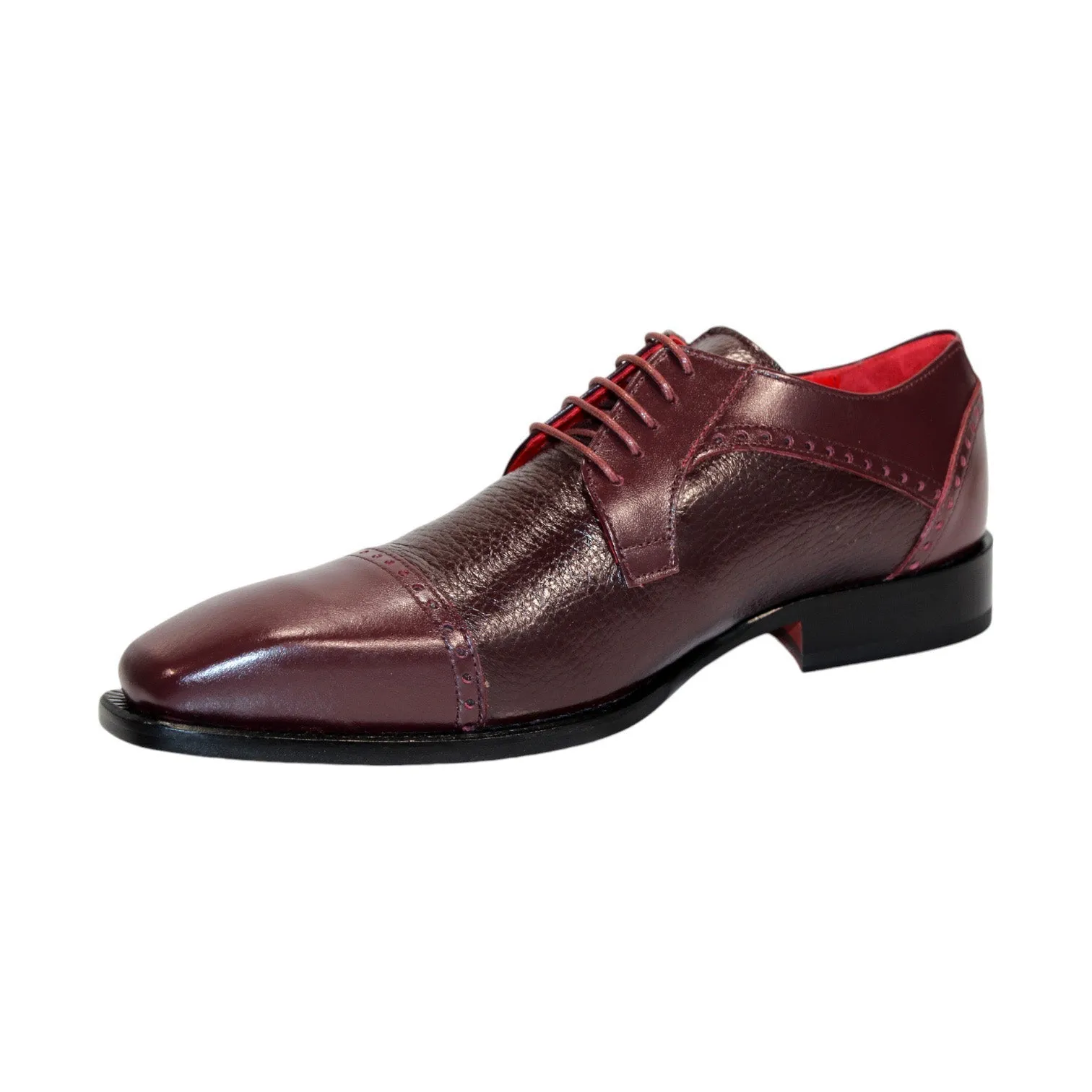 Emilio Franco Samuele Men's Shoes Burgundy Calf-Skin/Deer Leather Oxfords (EF1270)