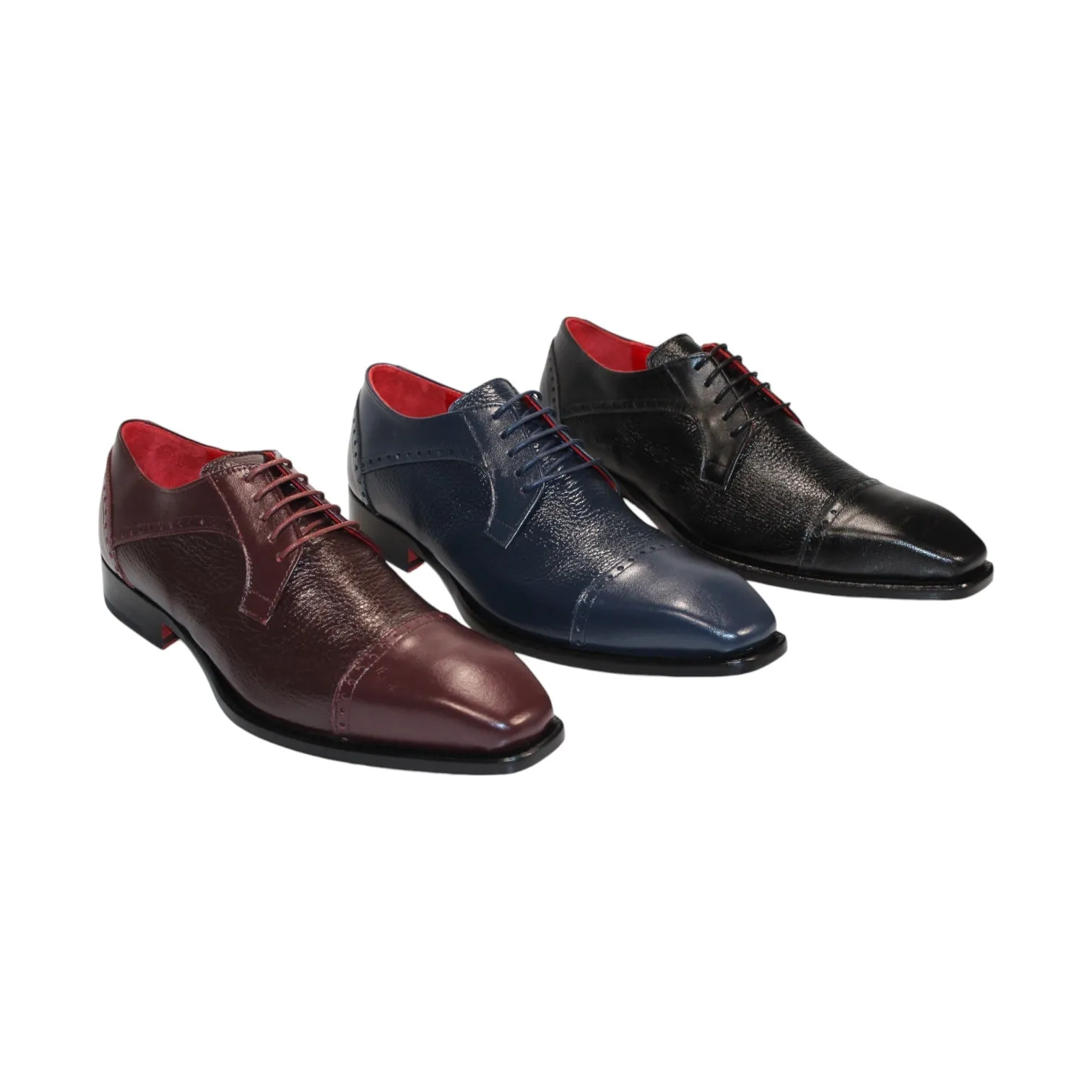 Emilio Franco Samuele Men's Shoes Burgundy Calf-Skin/Deer Leather Oxfords (EF1270)