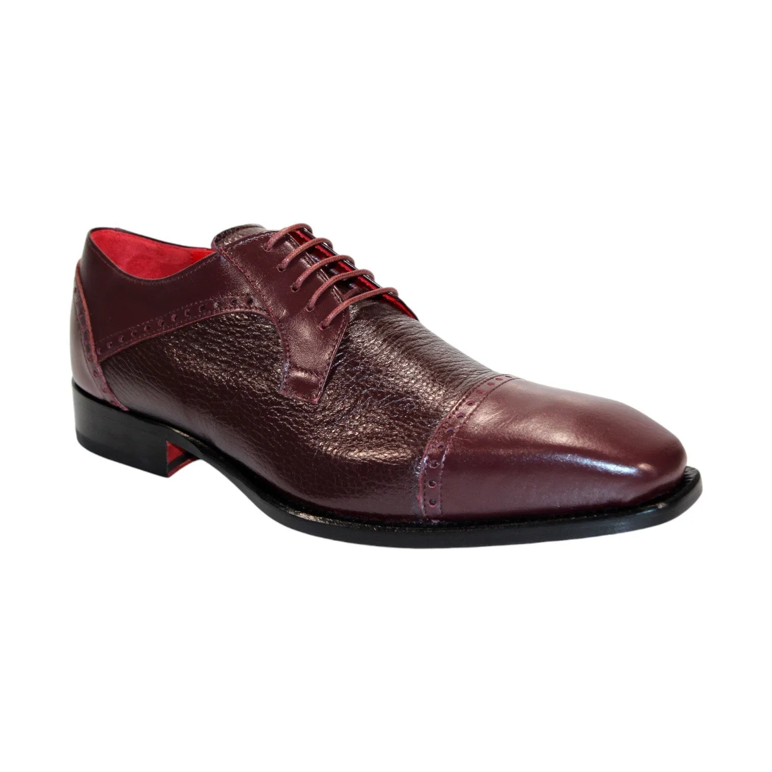 Emilio Franco Samuele Men's Shoes Burgundy Calf-Skin/Deer Leather Oxfords (EF1270)