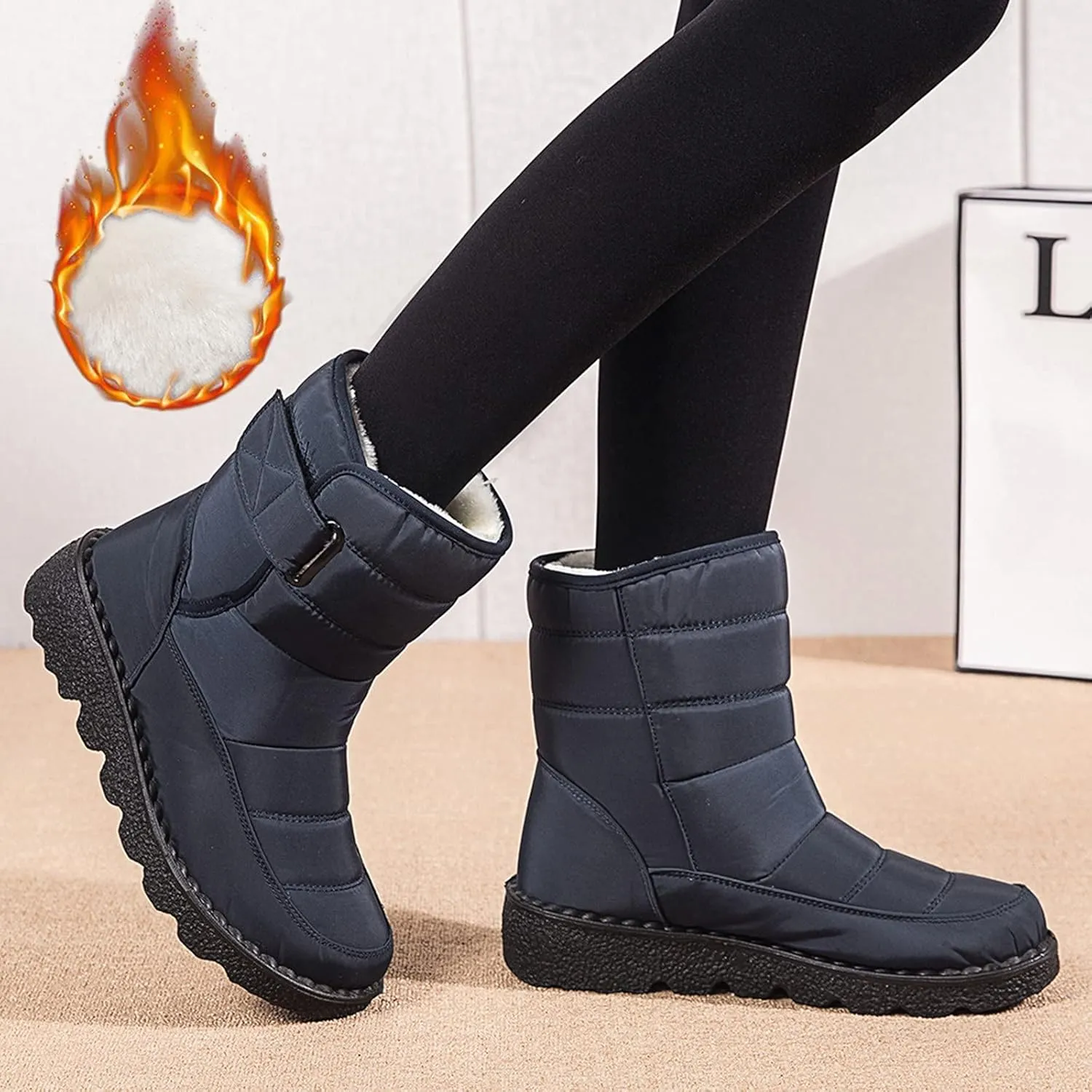 Extra Wide Calf Snow Boots for Women Women Snow Boots Wide Width Extra Wide Calf Winter Boots for Women Plus Size Outdoor Waterproof Rubber Boots for Women Womens Winter Boots Non Slip Zipper Size 10