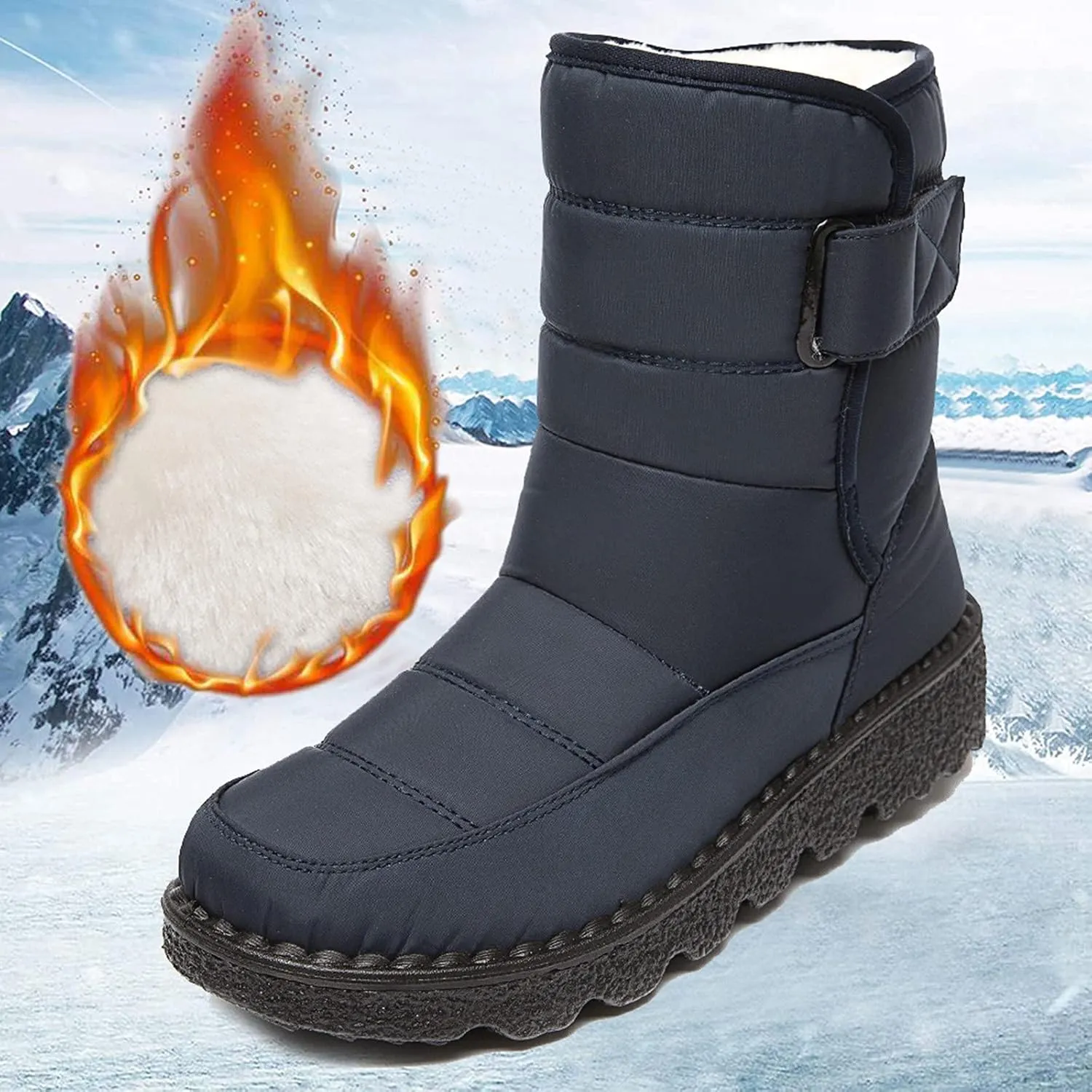 Extra Wide Calf Snow Boots for Women Women Snow Boots Wide Width Extra Wide Calf Winter Boots for Women Plus Size Outdoor Waterproof Rubber Boots for Women Womens Winter Boots Non Slip Zipper Size 10