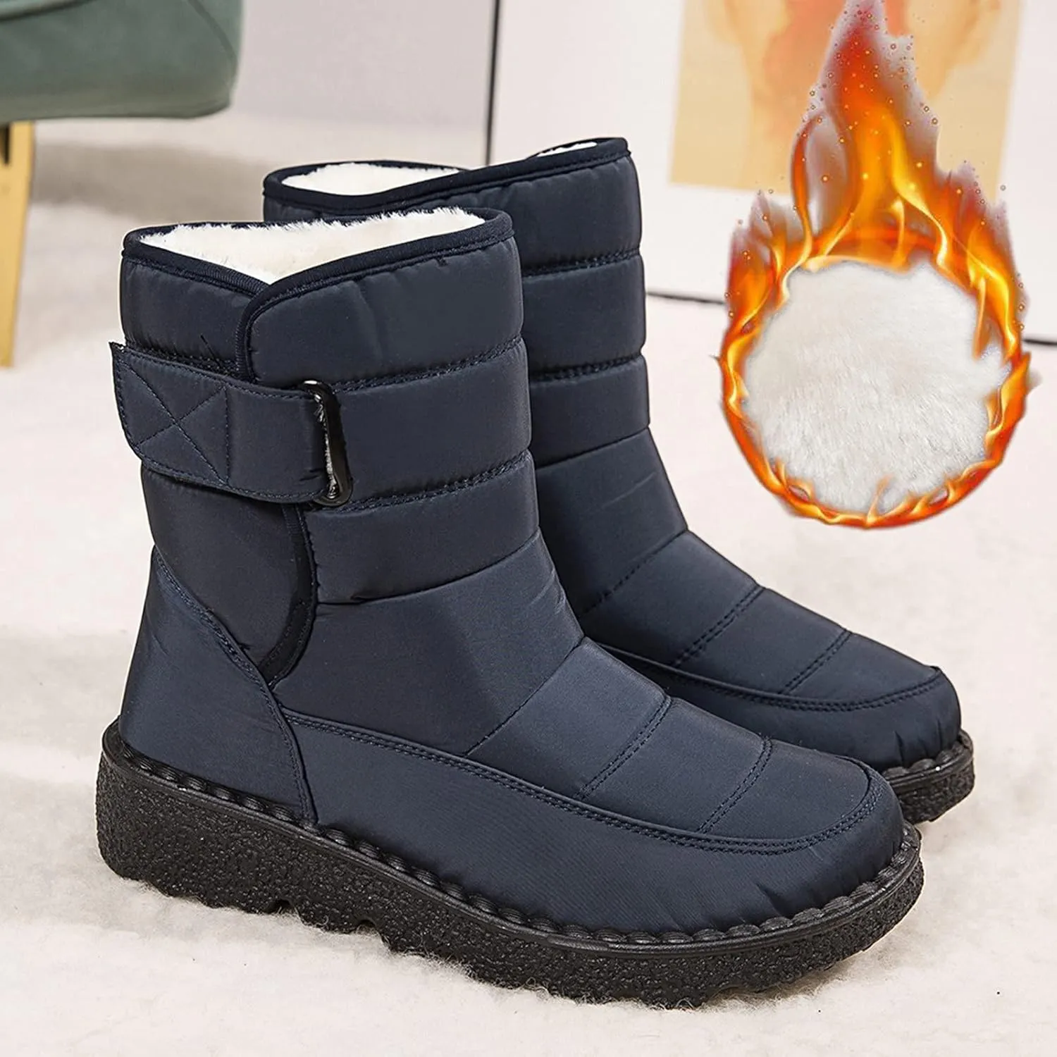 Extra Wide Calf Snow Boots for Women Women Snow Boots Wide Width Extra Wide Calf Winter Boots for Women Plus Size Outdoor Waterproof Rubber Boots for Women Womens Winter Boots Non Slip Zipper Size 10