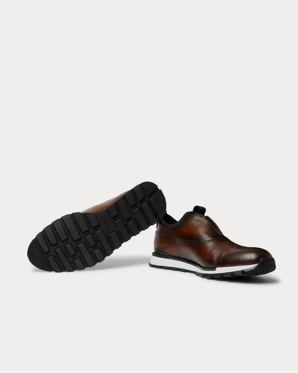 Fast Track Neoprene-Trimmed Venezia Leather Slip-On  Brown low top sneakers