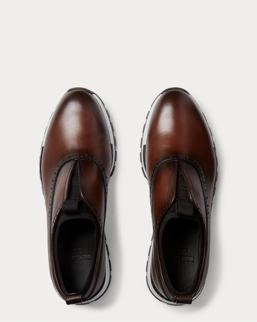 Fast Track Neoprene-Trimmed Venezia Leather Slip-On  Brown low top sneakers