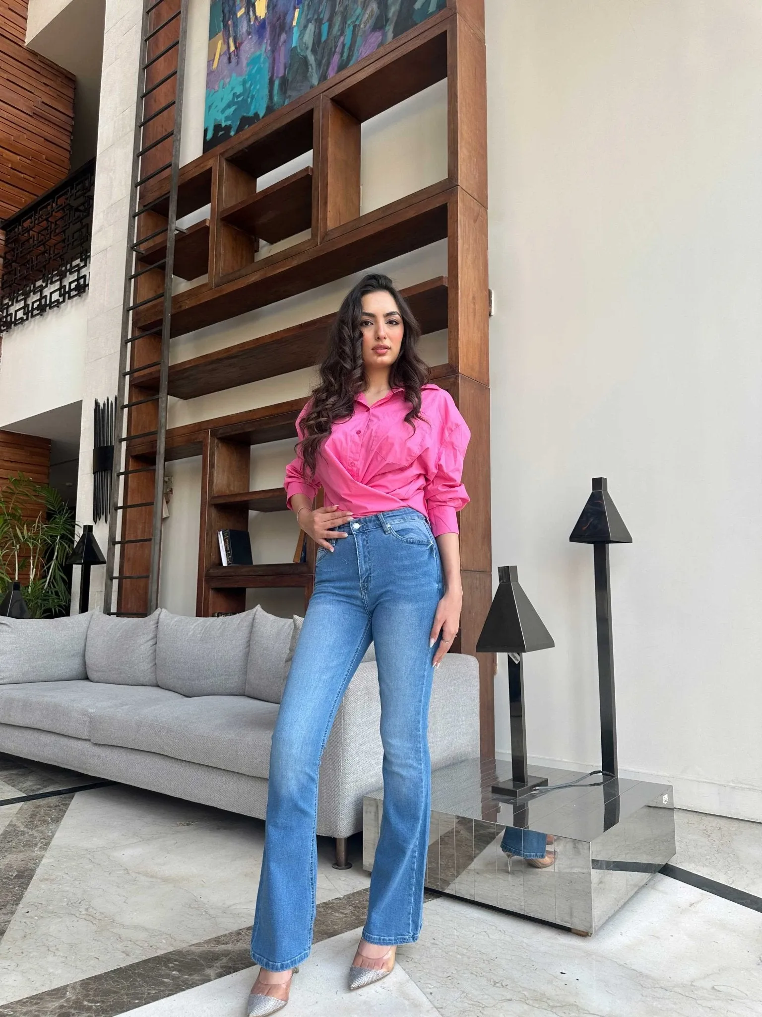 Flare - High-Waist Medium Blue Jeans