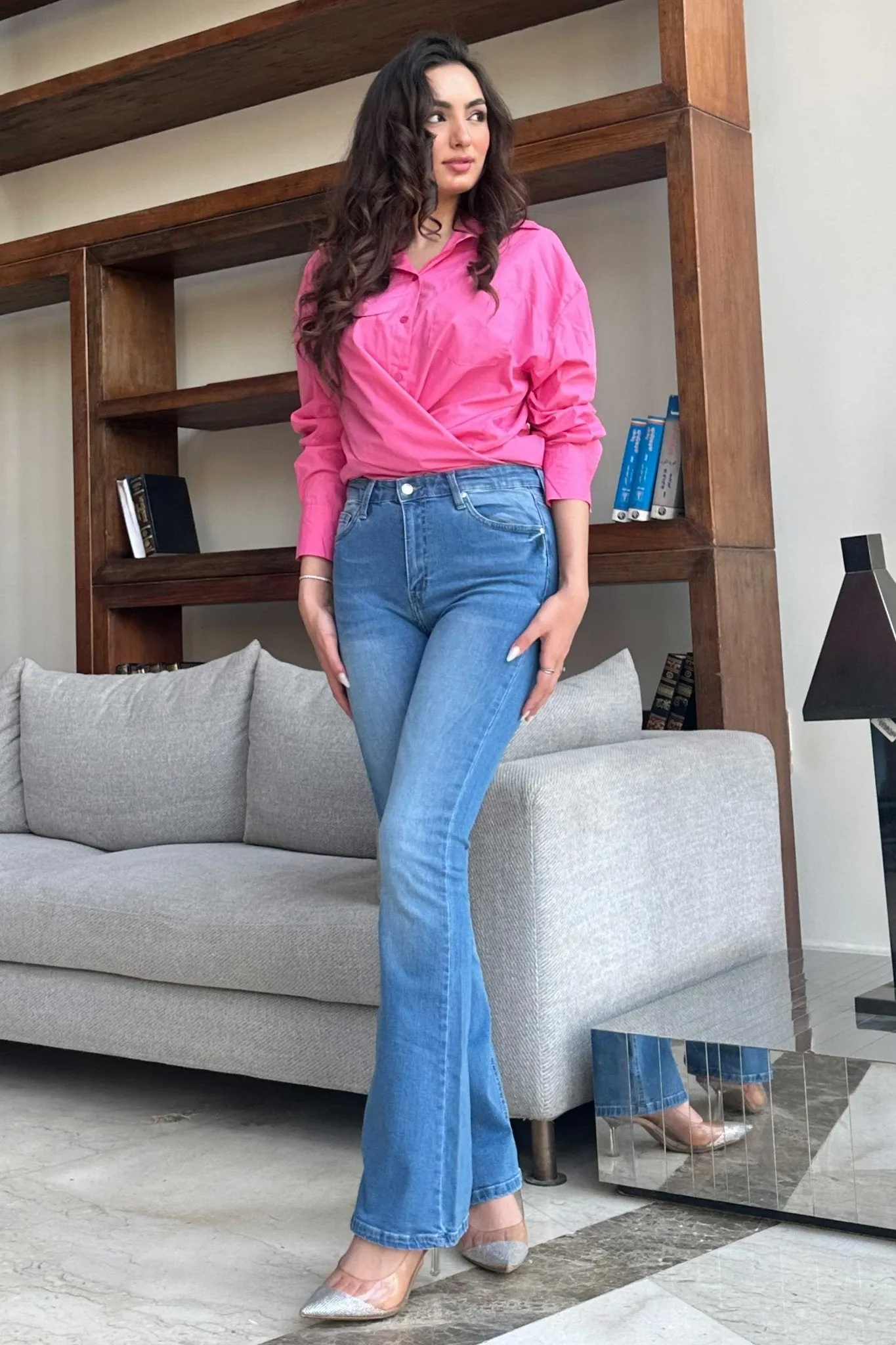 Flare - High-Waist Medium Blue Jeans