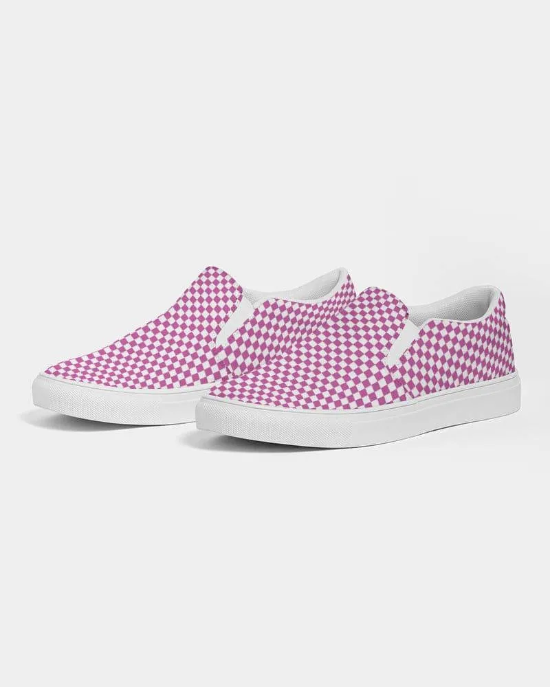FYD Women's Canvas Sneakers in pink & white check
