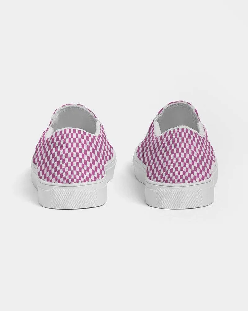 FYD Women's Canvas Sneakers in pink & white check