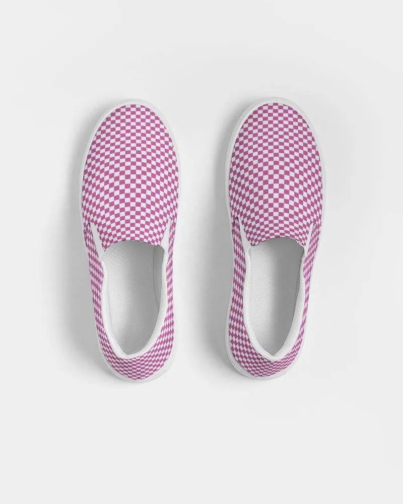 FYD Women's Canvas Sneakers in pink & white check