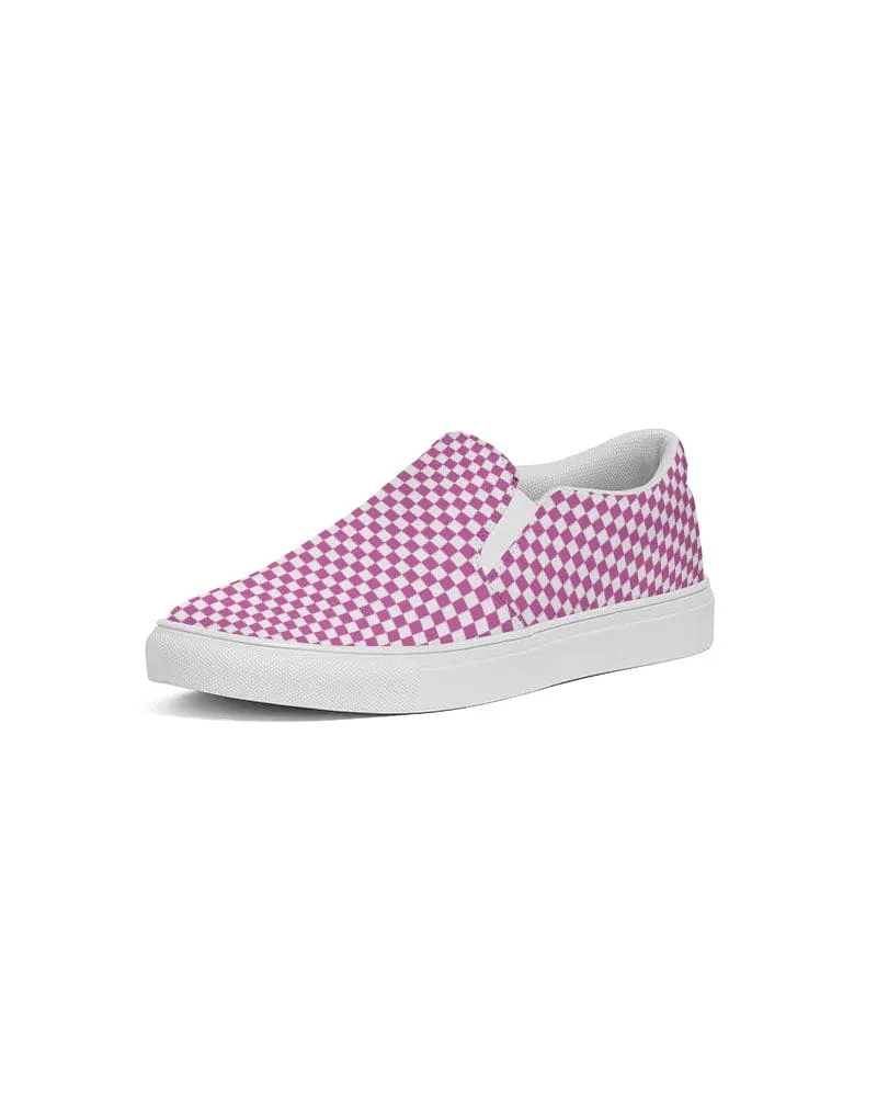 FYD Women's Canvas Sneakers in pink & white check