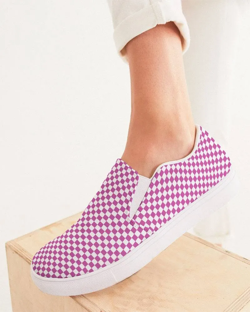 FYD Women's Canvas Sneakers in pink & white check
