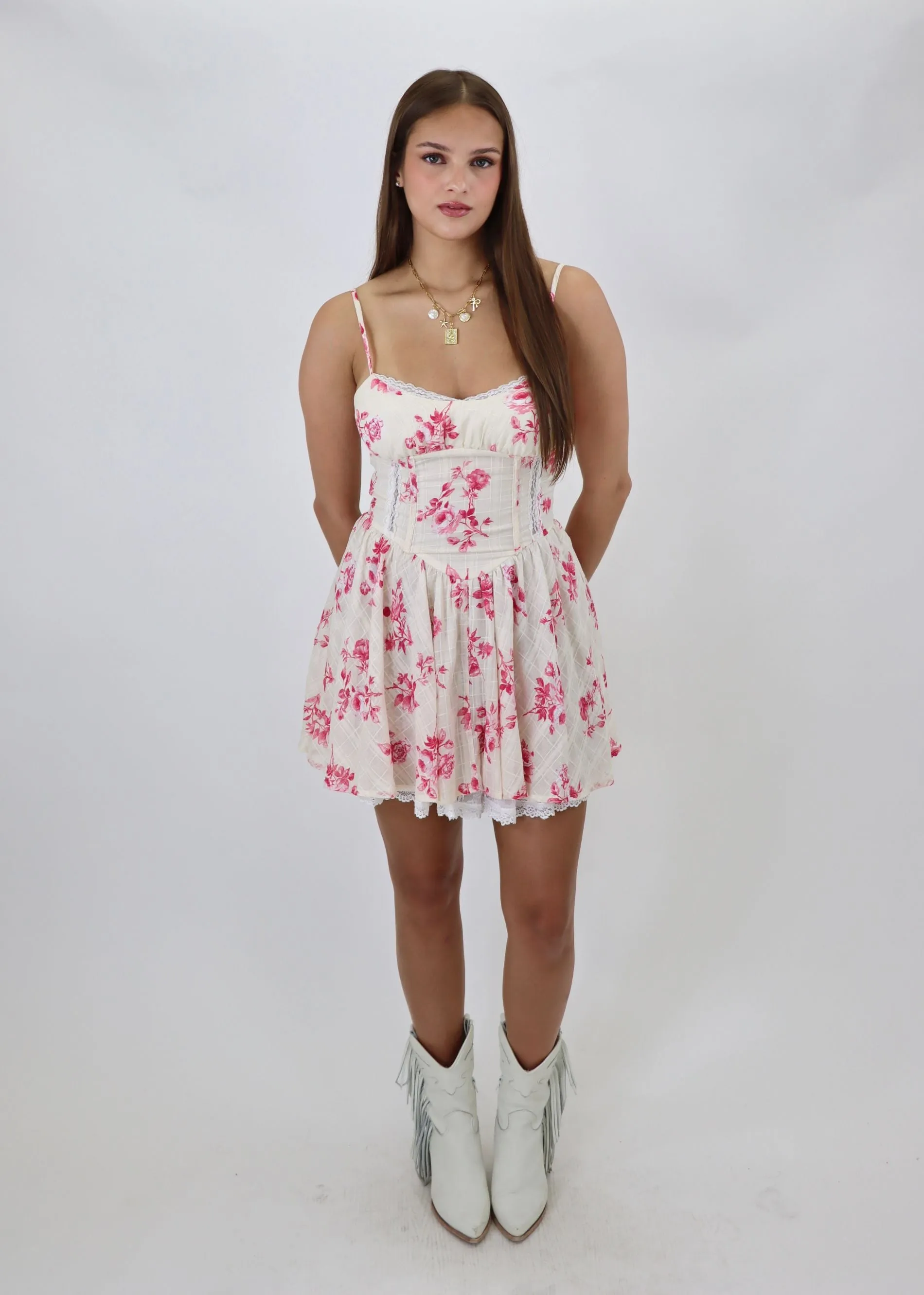 Getting There Dress ★ Red & Ivory Floral